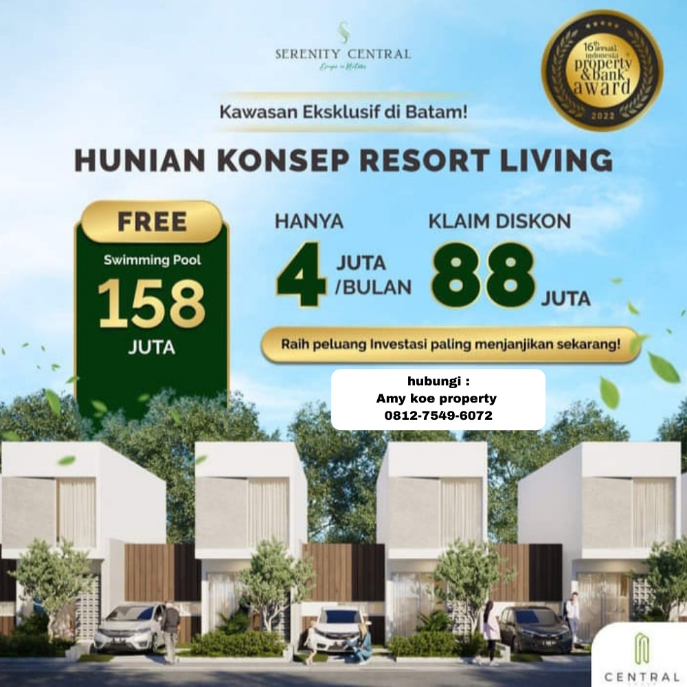 Dijual rumah Cluster Santalum, Serenity Central, Sekupang Batam